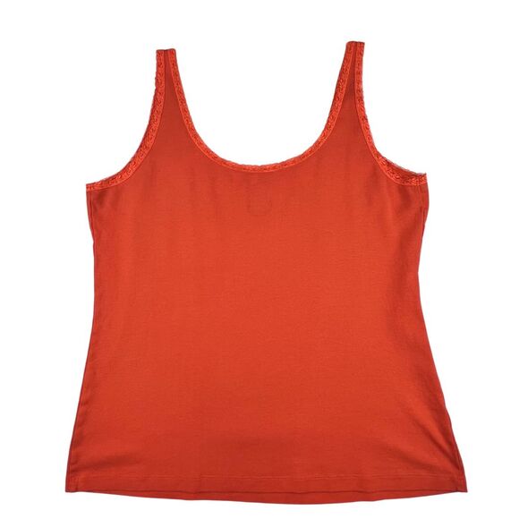 St Johns Bay Tank Womens XL Vintage Inspired Sun Kissed Orange Lace Layering Top - Picture 6 of 7